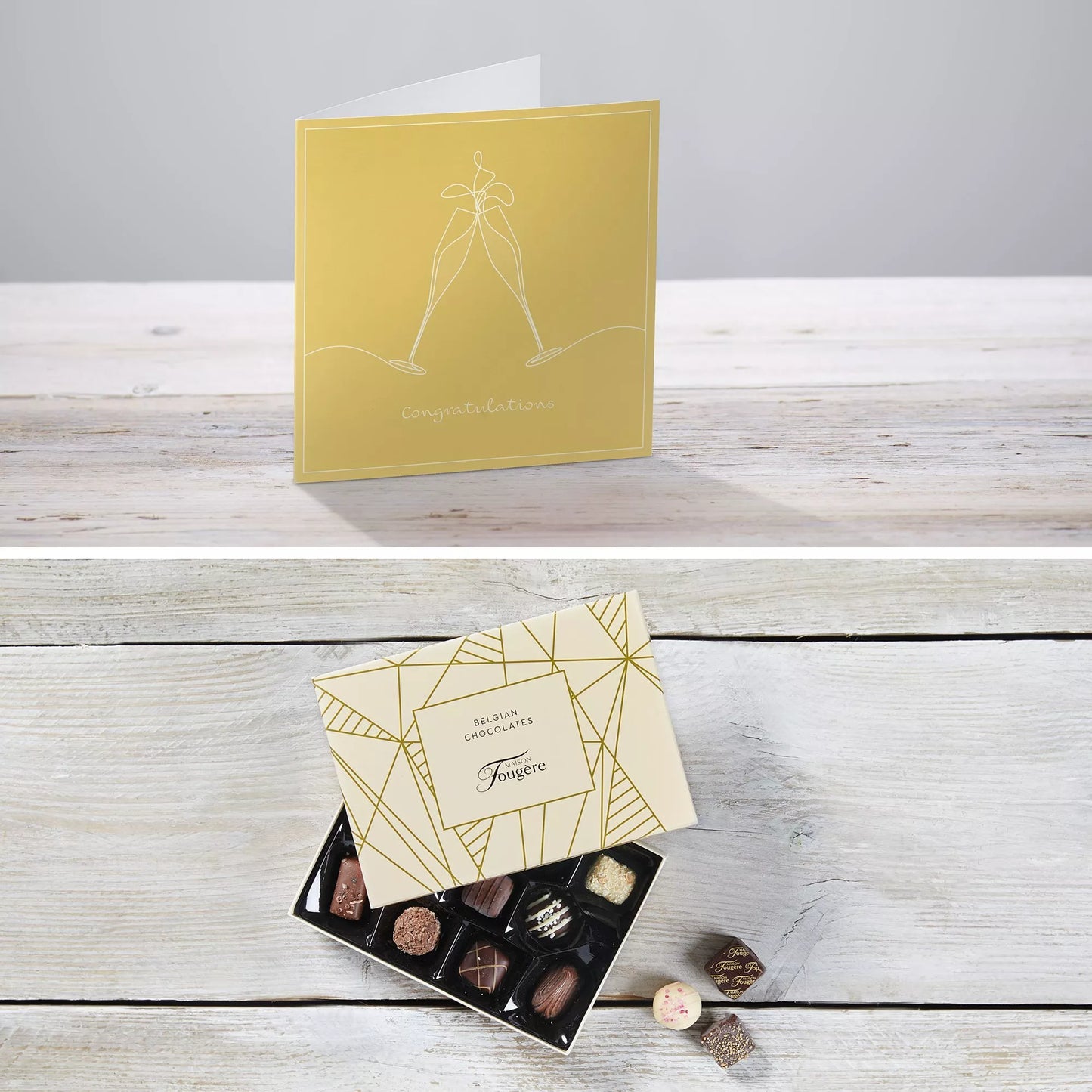 Congratulations gift set with chocolates and card
