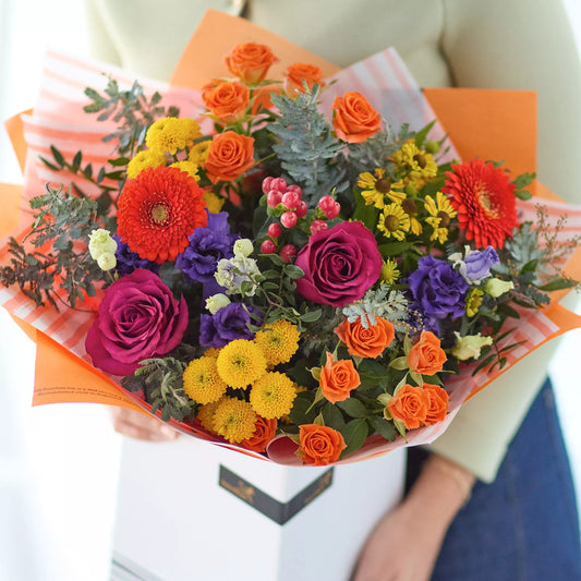 Radiant Sunrise No Lilies Autumn Bouquet
