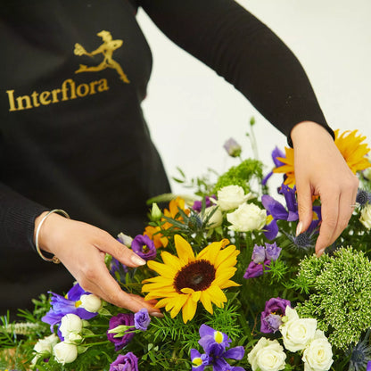 Sunflower Mix Casket Spray with Garland