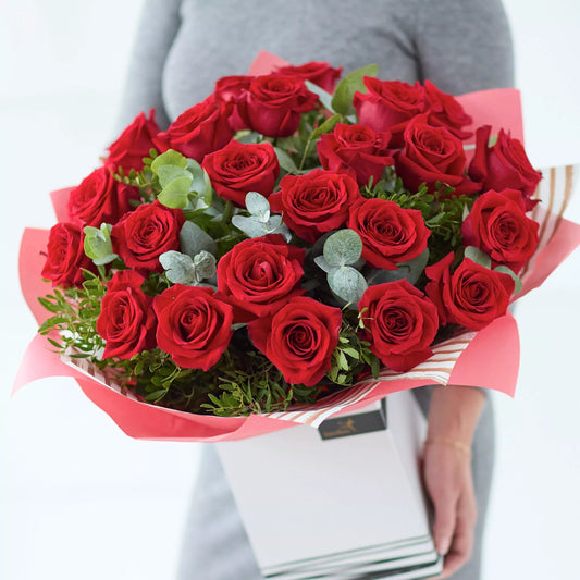 Stunning Valentine's 24 Large-headed Red Rose Bouquet