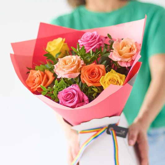 A Rainbow of Roses Gift Box