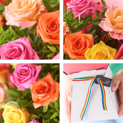 A Rainbow of Roses Gift Box
