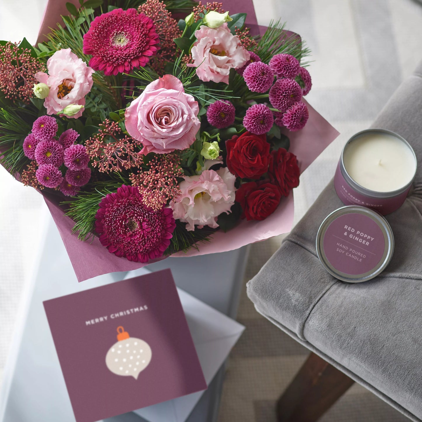 Classic Christmas Gift Box, Candle & Card